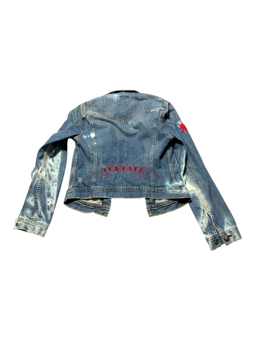 Y2K VTG Lucky Brand Womens Small Denim Jacket Embroidered Acid Hippie Boho - Picture 6 of 11